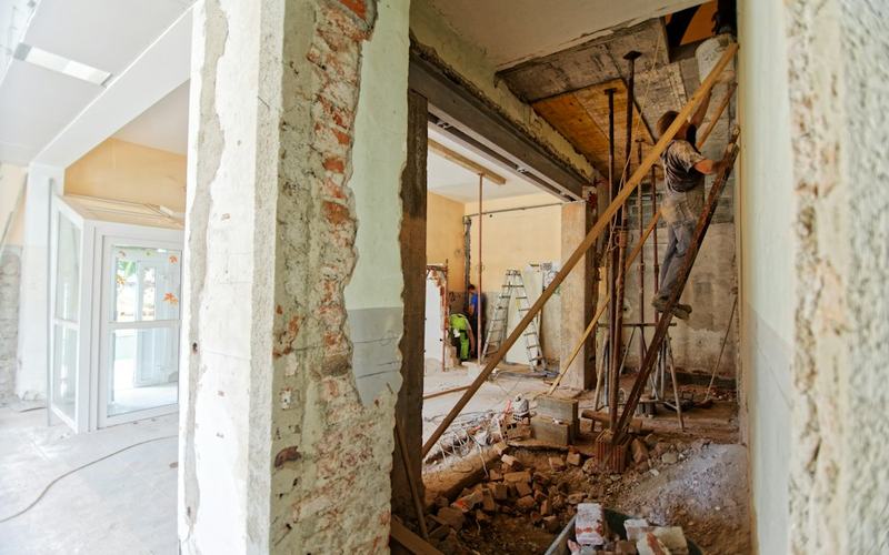Interior of a building during construction works
